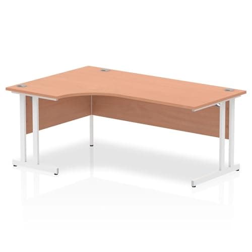 Image of Mr Office Impulse Left Crescent Desk, White Cantilever Leg, Beech, 1800