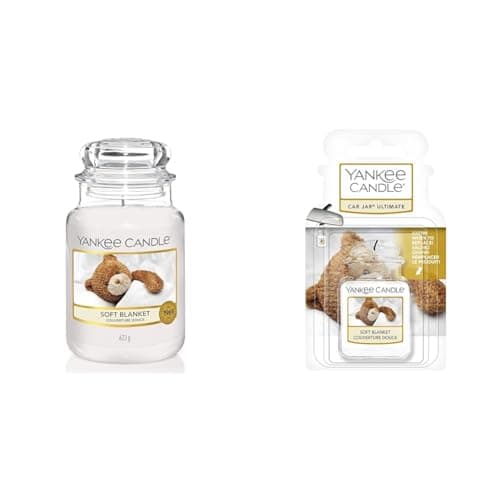 Image of Yankee Candle Scented Candle | Soft Blanket Large Jar Candle | Long Burning Candles: up to 150 Hours & Car Jar Ultimate Air Freshener, Soft Blanket