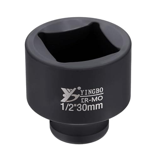 Image of sourcing map 4 Point Square Socket 1/2" Drive 30mm Metric Square Impact Socket 2" (50mm) Long 40CR Steel Phosphating Standard Wheel Sleeve Tool for Auto Repair Mechanical Home Use