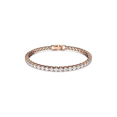 Image of Swarovski Tennis Deluxe bracelet, Round cut crystals, White, Rose-gold tone plated