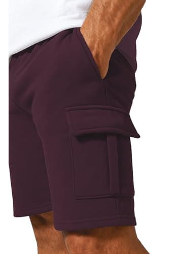 Image of JUST LOOK Mens Cargo Fleece Shorts Sweat Summer Jogger Plain Jersey Jogging 2 Zip Pockets New (UK, Alpha, M, Regular, Regular, Maroon)