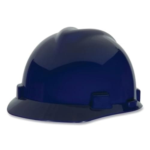 Image of MSA Safety 10034028 V-Gard 500 Vented Style Protective Cap with Fas Trac 6 Point Ratchet Suspension, Blue