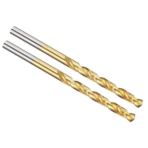 Image of PATIKIL 4.3mm Drill Bit, Jobber Straight Shank M2 High-Speed Steel 135° Titanium Nitride (TiN) Coated for Stainless Steel Hard Metal - 2 Pack