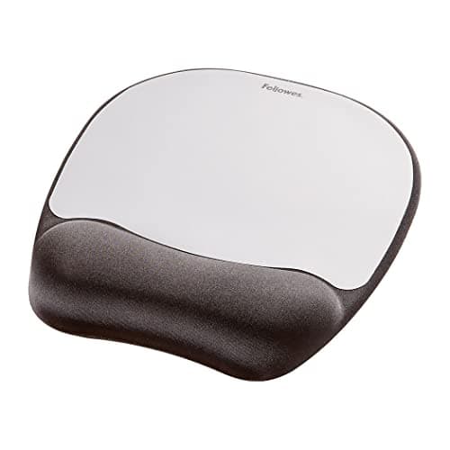 Image of Fellowes Memory Foam Mouse Mat with Wrist Support - Ergonomic Mouse Pad for Computer Laptop - Silver Streak