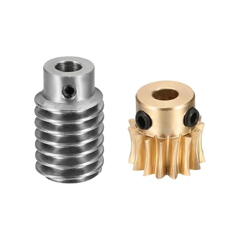 Image of sourcing map Worm Gear Set 15T 1 Module 15:1 Reduction Rate, Right Rotation Drive Gear Box Wheel Reduce Transmission Part (Brass Gear-6mm Bore, #45 Steel Rod 5mm Bore)