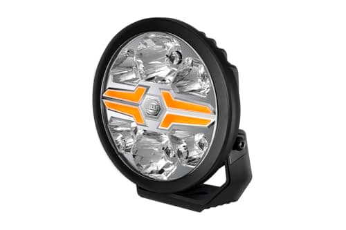 Image of HELLA 1FJ 357 199-061 LED-Spotlight - Blade Black 9" - 12/24V - round - Reference number: 25 - Crystal clear - Light colour: White/Amber - Cable: 500mm - frontal sided