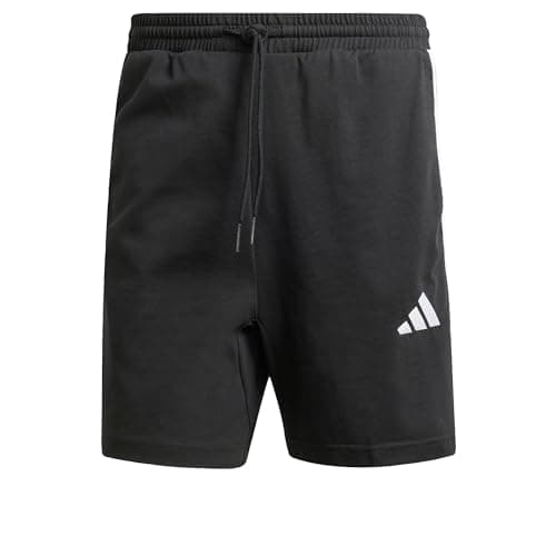 Image of adidas Men's Essential Three Stripes Single Jersey Short 7IN, Black/White, M