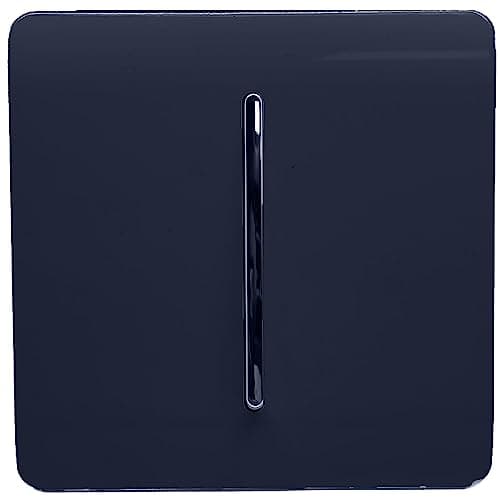 Image of Trendi 1 Gang 2 Way 240V Screwless Raised Front Plate Plastic Artistic Modern Glossy 10 Amp Chrome Rocker Single Electrical Wall Light Switch Navy Blue - ART-SS2NV