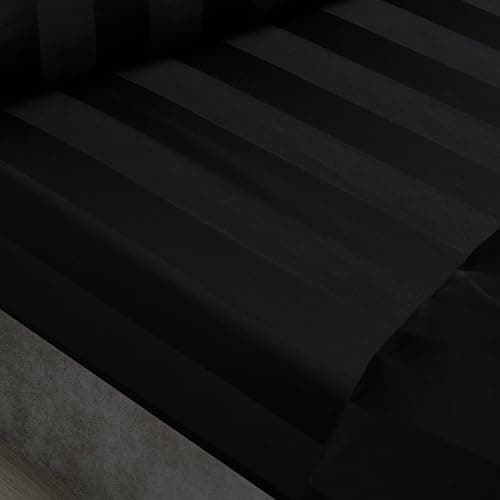 Image of Catherine Lansfield So Soft Satin Stripe King Fitted Sheet Black