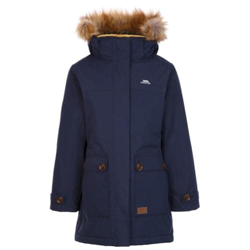 Image of Trespass Girls Waterproof Jacket Padded Coat Hood with Fake Fur Detachable Trim Rhoda