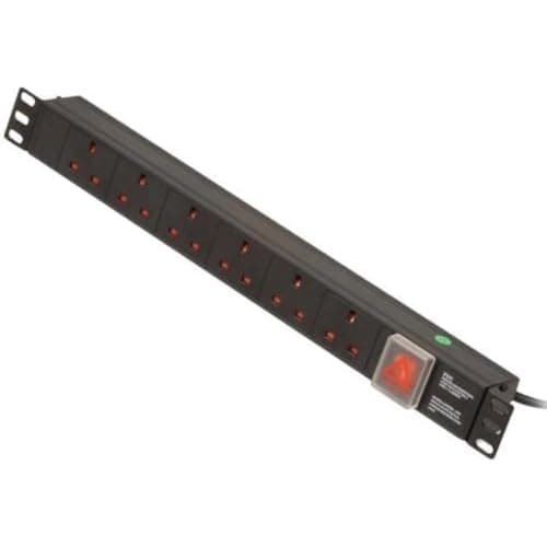 Image of LINDY 1U 6 Way Horizontal Mount PDU with UK Mains Sockets - Switched 3m