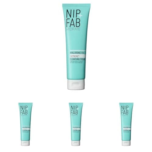 Image of Nip + Fab Hyaluronic Acid Fix Extreme 4 Cleansing Cream, Gentle Cleanser, Face Wash, Anti-Aging and Hydrating for Dry/Sensitive Skin (Pack of 4)