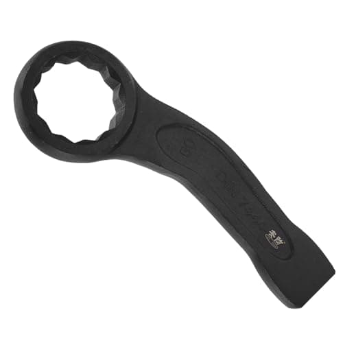 Image of sourcing map Striking Wrench 50mm 45# Steel Spraying 6-Point Flat Strike Wrench Slogging Ring Spanner Bend Handle Box End Striking Tool for Automotive Repair Furniture Assembly, Black