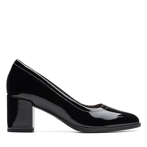Image of Clarks - Womens Freva55 Court Shoes, Color Black Pat, Size: 6 UK