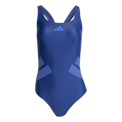 Image of adidas Women's Logo C-Back Swimsuit, Dark Blue/Semi Lucid Blue, 38
