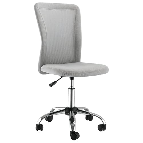 Image of Vinsetto Office Chair, Armless Desk Chair, Adjustable Computer Swivel Chair with Rolling Wheels and Mesh Back for Home Work Study, Grey