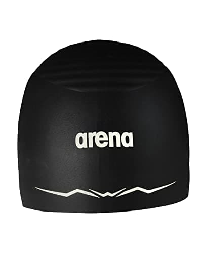 Image of Arena Silicone Racing Swim Cap Men and Women Aquaforce Wave Hydrodynamic Performance Competitive Intensive Swimming, Black, Medium