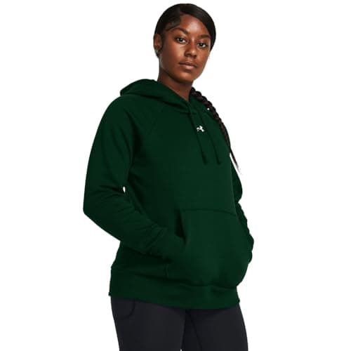 Image of Under Armour Women's Rival Fleece Hoodie, (301) Forest Green / / White, S