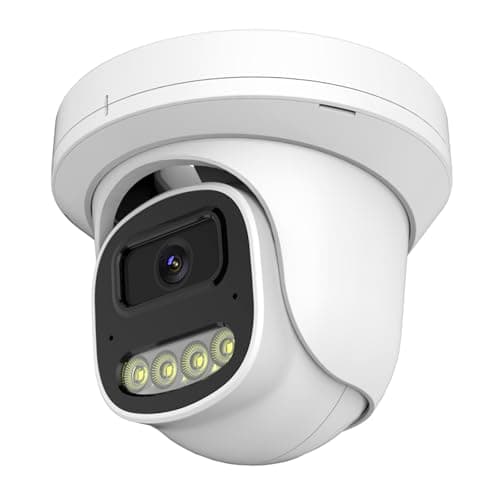 Image of CQH 4MP PoE IP Turret Dome Camera with Microphone/Audio, IP Security Camera Outdoor Indoor Wired, Human Motion Detection, Waterproof IP66, 2.8mm Lens, 24/7 Recording, Night Vision 65ft