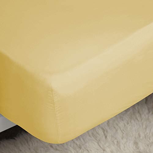 Image of Belledorm Easycare Polycotton Percale 200 Thread Count 11 Inch Deep Fitted Sheet, Saffron, Double