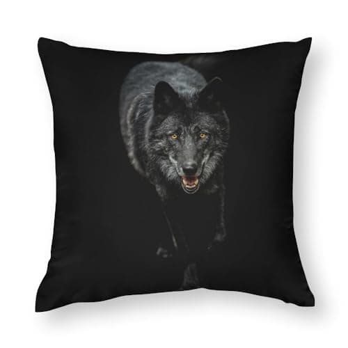 Image of 12x12inches (30x30cm) Pillow Covers, Black Wolf Wild Animal, Chair Cushions, Sofa Cushions, Seat Pillow Cases Cushions, Bed Pillowcase Cushions