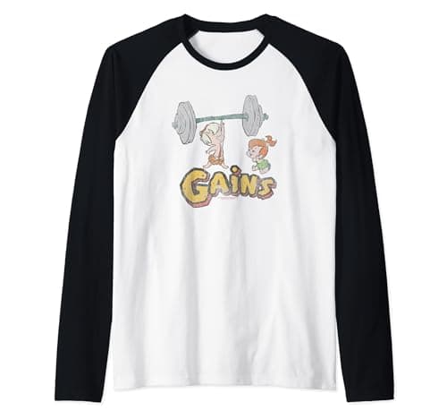 Image of The Flintstones Distressed Bam Bam Gains Raglan Baseball Tee