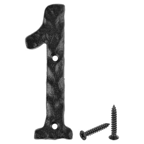 Image of sourcing map House Address Number, 5.5 Inch Cast Iron Vintage Wall Number 1 Outside Numbers for Home Street Office Mailbox Sign, Black