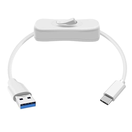 Image of HuaLiSiJi USB A 3.0 to USB C Cable with Switch USB C Data and Charging Cable for Fan, Camera, Cell Phone Type C (White, 0.3 m)