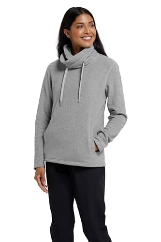 Image of Mountain Warehouse Hebridean Womens Cowl Neck Fleece - Breathable Sweater, Brushed Inner & Two Front Pockets – Ideal For Spring Summer, Travel & Outdoors Dark Grey Women's Size 10