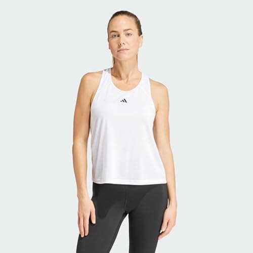 Image of adidas Women's Train Essentials Minimal Branding Racerback Tank Top, White, M