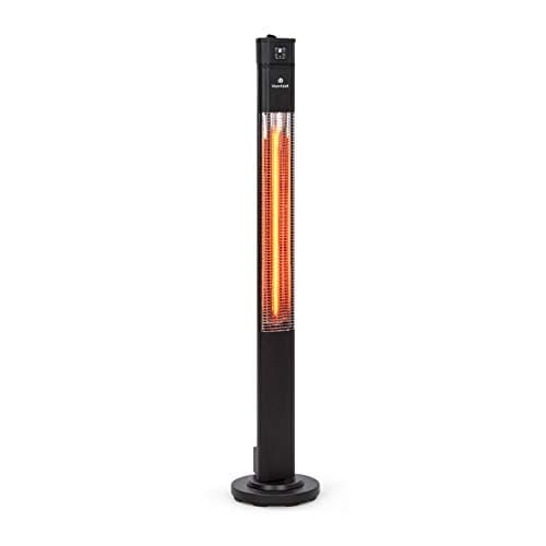 Image of Blumfeldt Heat Guru Plus - electric patio heater, outdoor heater, infrared patio heater, 2000W, 60 ° Oscillation, Timer, Carbon Heating Element, 3 Heat Settings, Remote, Stainless Steel Base, Black