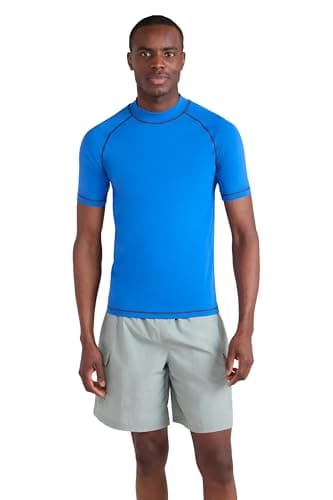 Image of Mountain Warehouse Mens UV Rash Vest - Lightweight, Quick Drying & Stretchy T-Shirt with UPF 50+ & Flat Seams - for Spring Summer, Beach, Swimming & Water Sports Blue M