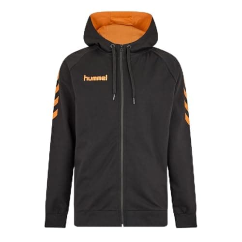Image of hummel Mens Go Cotton Zip Hoodie Black/orange XL