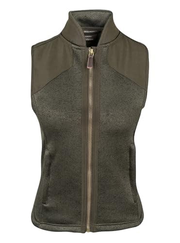 Image of JACK PYKE Melange Fleece Gilet for Women, Lightweight Sleeveless Fleece Vest with Durable Shoulders for Countryside & Outdoor Wear - Full Zip Bodywarmer with High Collar - Dark Olive - S
