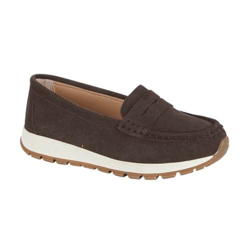 Image of Women's Genuine Suede Loafer Cushioned Chunky Sole Slip-On Shoes (Coffee, UK Footwear Size System, Adult, Women, Numeric, Medium, 6)