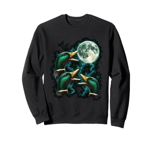 Image of Three Mallard Ducks Calling Beneath Full Moon Sweatshirt