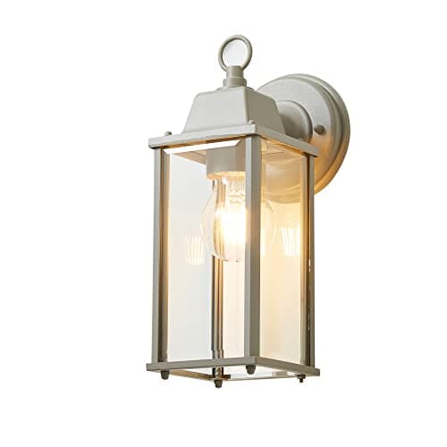 Image of LITECRAFT Colone Wall Light Bevelled Glass Outdoor IP23 Lantern - Dove Grey
