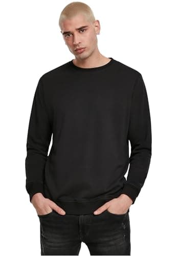 Image of Urban Classics Men's Basic Terry Crew Sweatshirt, Black (Black 00007), XXXXXL