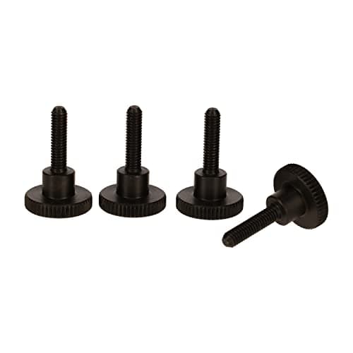 Image of PrecisionGeek® – M4 Knurled Screws Made of Black Oxide Steel DIN 464 – Flat Head with Flanged Knurled Head – Various Lengths & Set Sizes (12 mm · Set of 4)