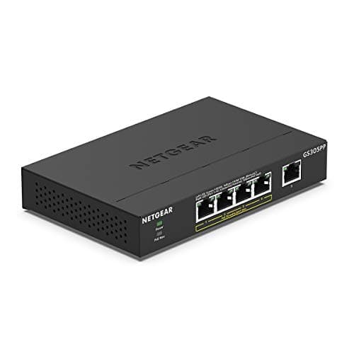 Image of NETGEAR PoE Switch 5 Port Gigabit Ethernet Unmanaged Network Switch (GS305PP) with 4 x PoE Plus at 83 W, Desktop or Wall Mount