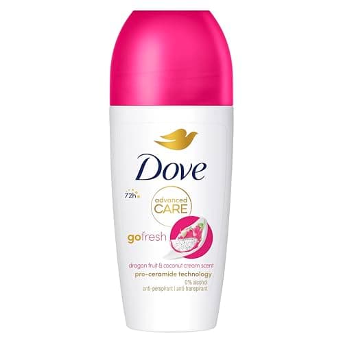 Image of Dove Advanced Care Go Fresh Dragonfruit & Coconut Cream Scent Women's Antiperspirant Deodorant Roll On for 72 hour sweat protection with Pro-Ceramide technology 50 ml, Pack of 6