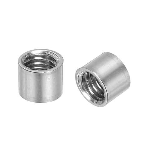 Image of sourcing map 6Pcs M8 Round Connector Nuts, 304 Stainless Steel Coupling Nut 10mm/0.39" Length Sleeve Rod Bar Stud Nut for Bracket, M8x10x12mm