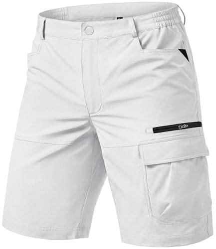 Image of TACVASEN Mens Casual Work Shorts Quick Dry Cargo Long Shorts with Pockets for Hiking Golf Summer Lightweight Waterproof White 34