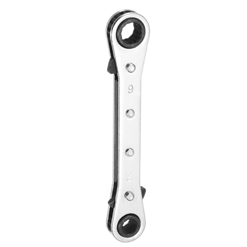 Image of sourcing map Double Box End Reversible Ratcheting Wrench 7mm x 9mm CR-V Steel 180 Degrees Metric Double Head 12-Point 24-Teeth Adjustable Ratchet Gear Socket Spanner, Silver Grey