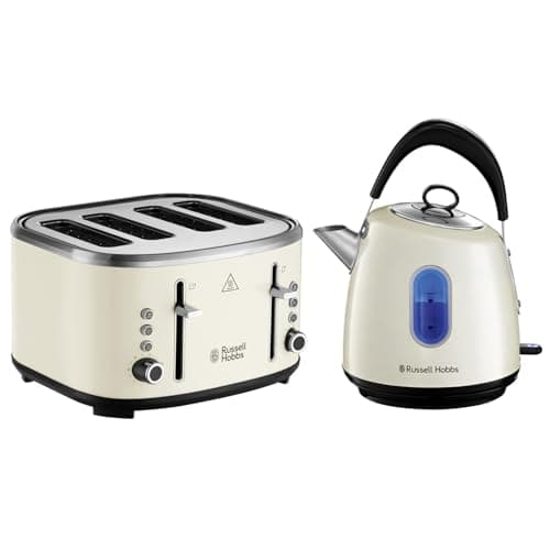 Image of Russell Hobbs Stylevia Cream Kettle & 4 Slice Toaster