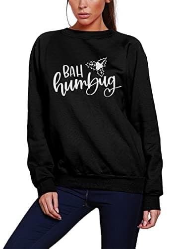 Image of HotScamp Bah Humbug - Youth & Womens Sweatshirt - Christmas Xmas Festive Jingle XS Black