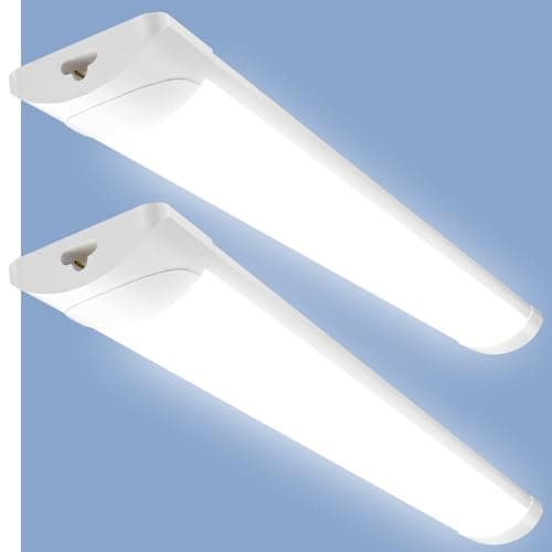 Image of Viugreum 2 Pcs 4FT Linkable Led Batten Light - 40W 4000LM Tube Light for Shed, Loft, Garage, Office, Shop, Basement, School, Bathroom, Hotel, Workshop - IP65, 6500K