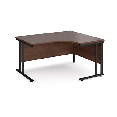Image of Mr Office Maestro 25 right hand ergonomic desk - black cantilever leg, Walnut, 1400