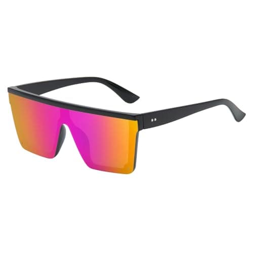 Image of YAMEIZE Vintage Flat Top Oversized Sunglasses - for Women Men Big Frame UV400 Protection Trendy Square Eyewear Outdoor