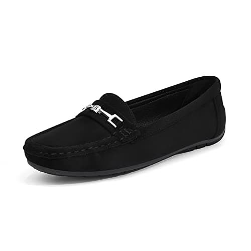 Image of DREAM PAIRS Loafers for Women Ladies Moccasins Slip-on Comfy Walking School Shoes Flats Nurse Driving Shoes,SDLS2205W-NEW-E,Black-Suede,6 UK/39 (EUR)